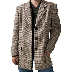 Vintage Womens Escada Brown Wool Cashmere Preppy Academia Blazer Sz 44